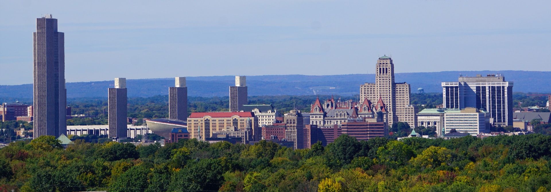 Brown and white building in Albany NY