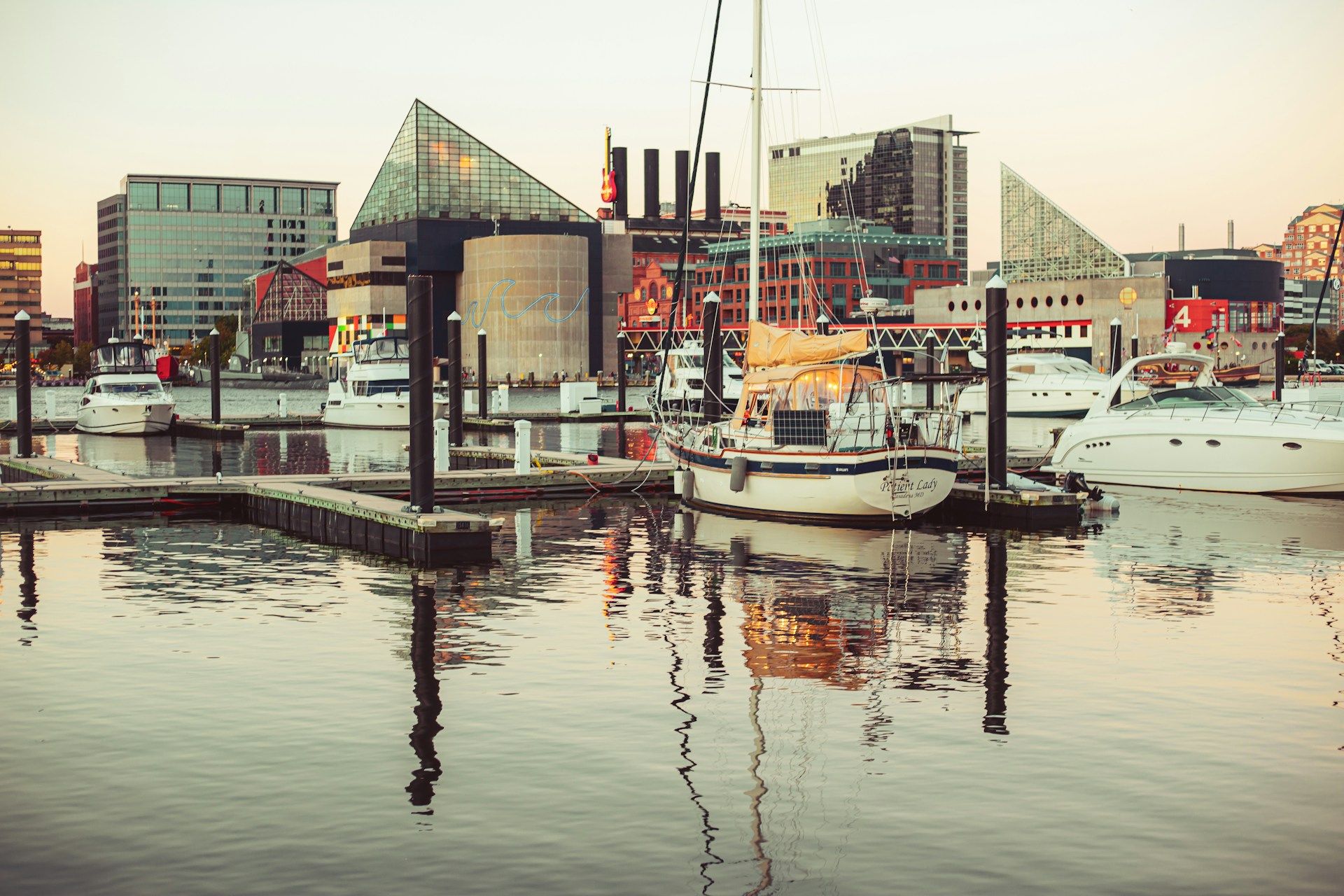 White and black boat in Baltimore