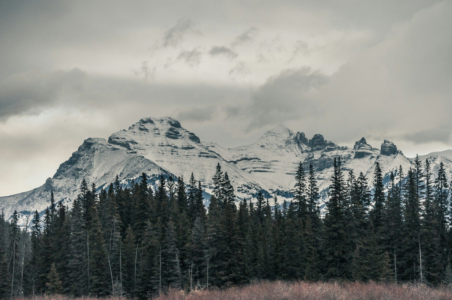 Mountain alp under cloudy sky Banff