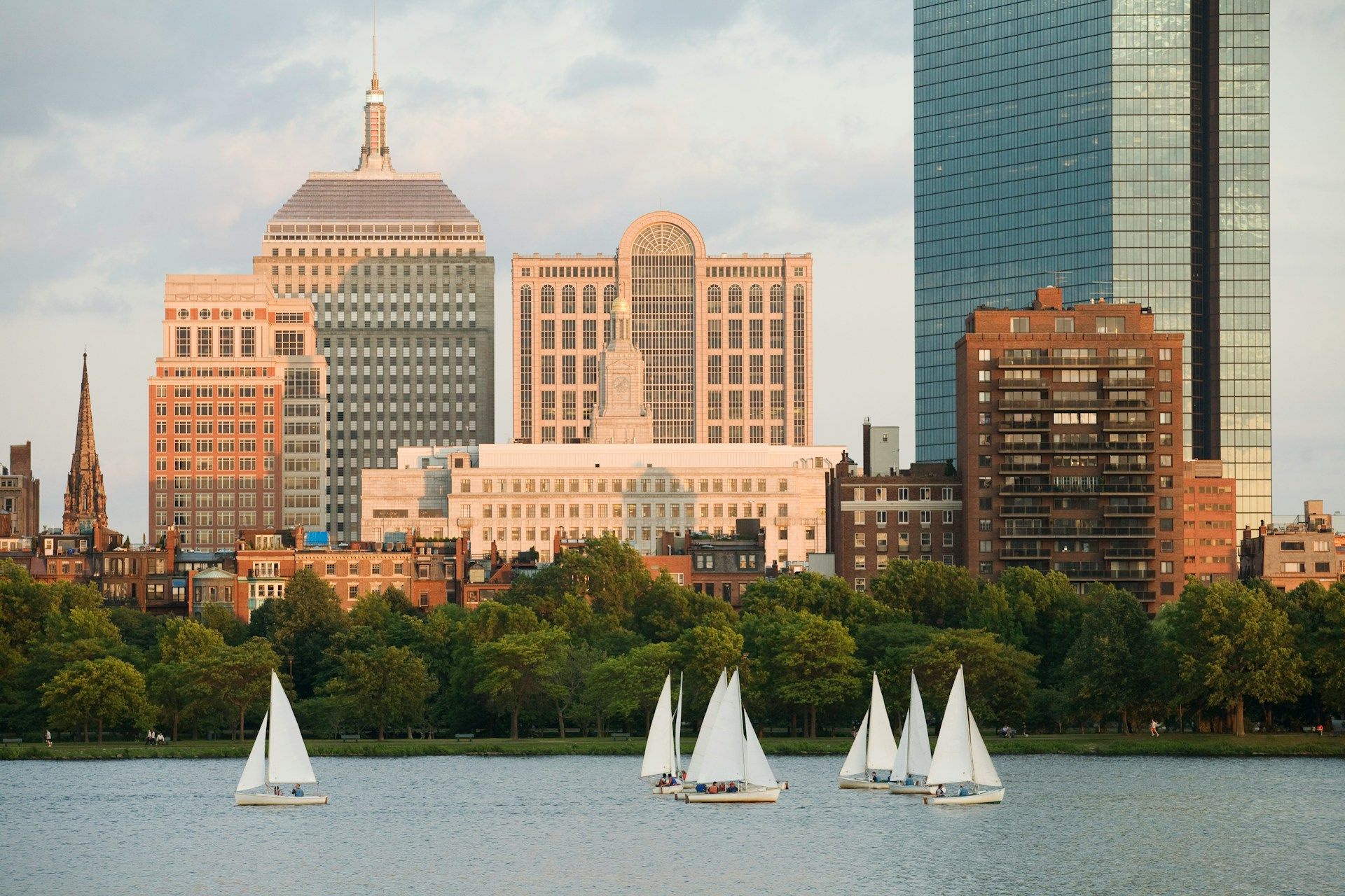 Sailboats on a lake in Boston
