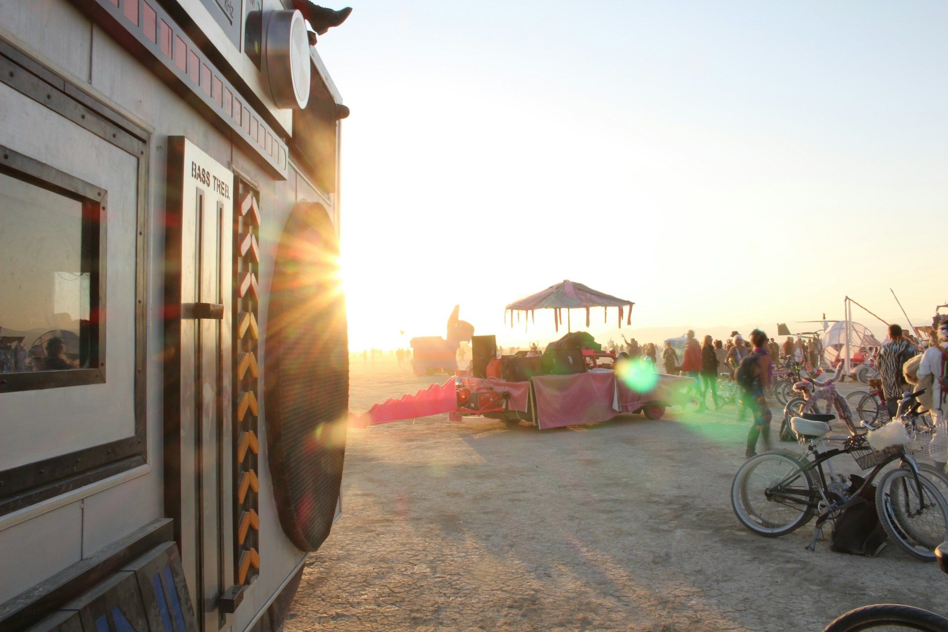 Green bicycle in Burning Man NV