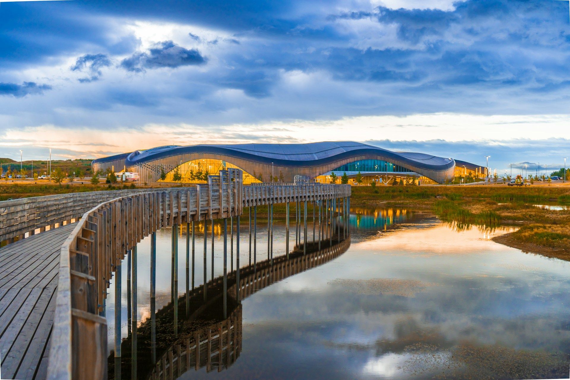 Gray wooden bridge in Calgary AB
