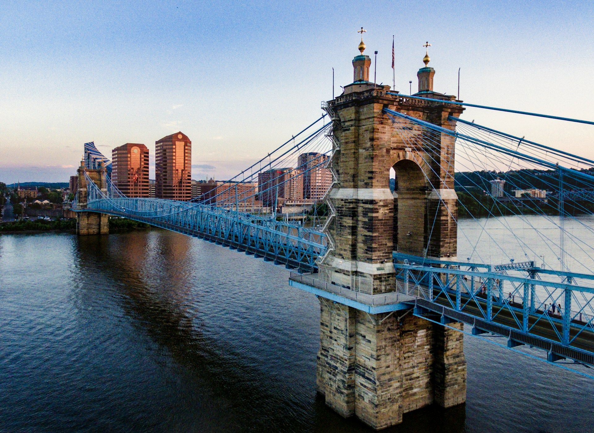 Brown and blue concrete bridge Cincinnati