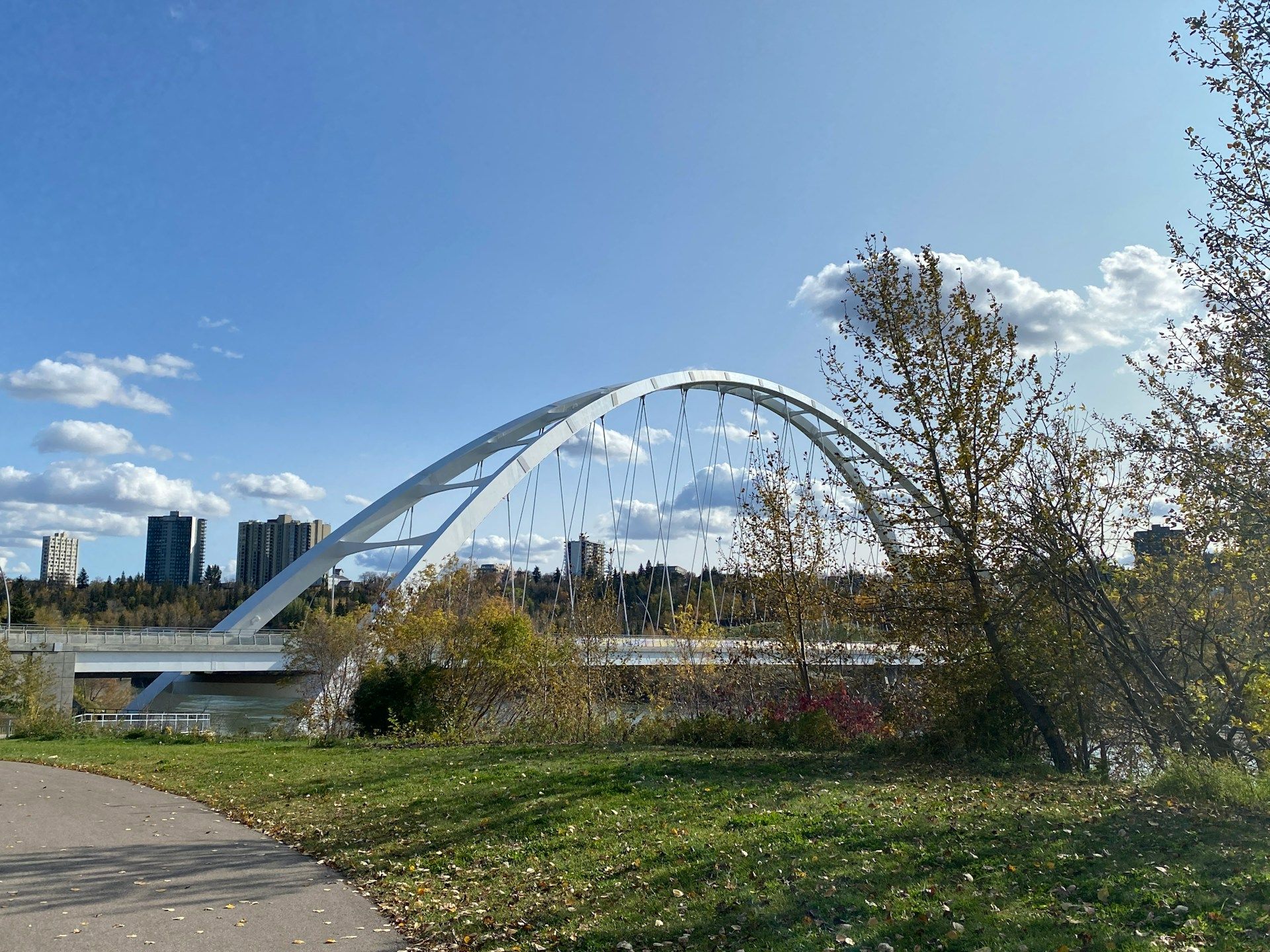 White bridge over river in Edmonton