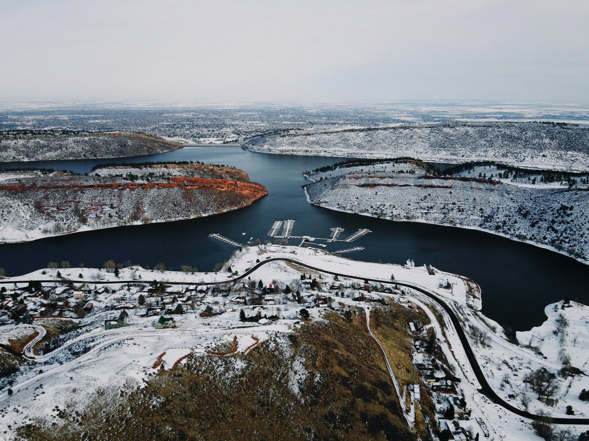 Aerial view of Fort Collins snowfield