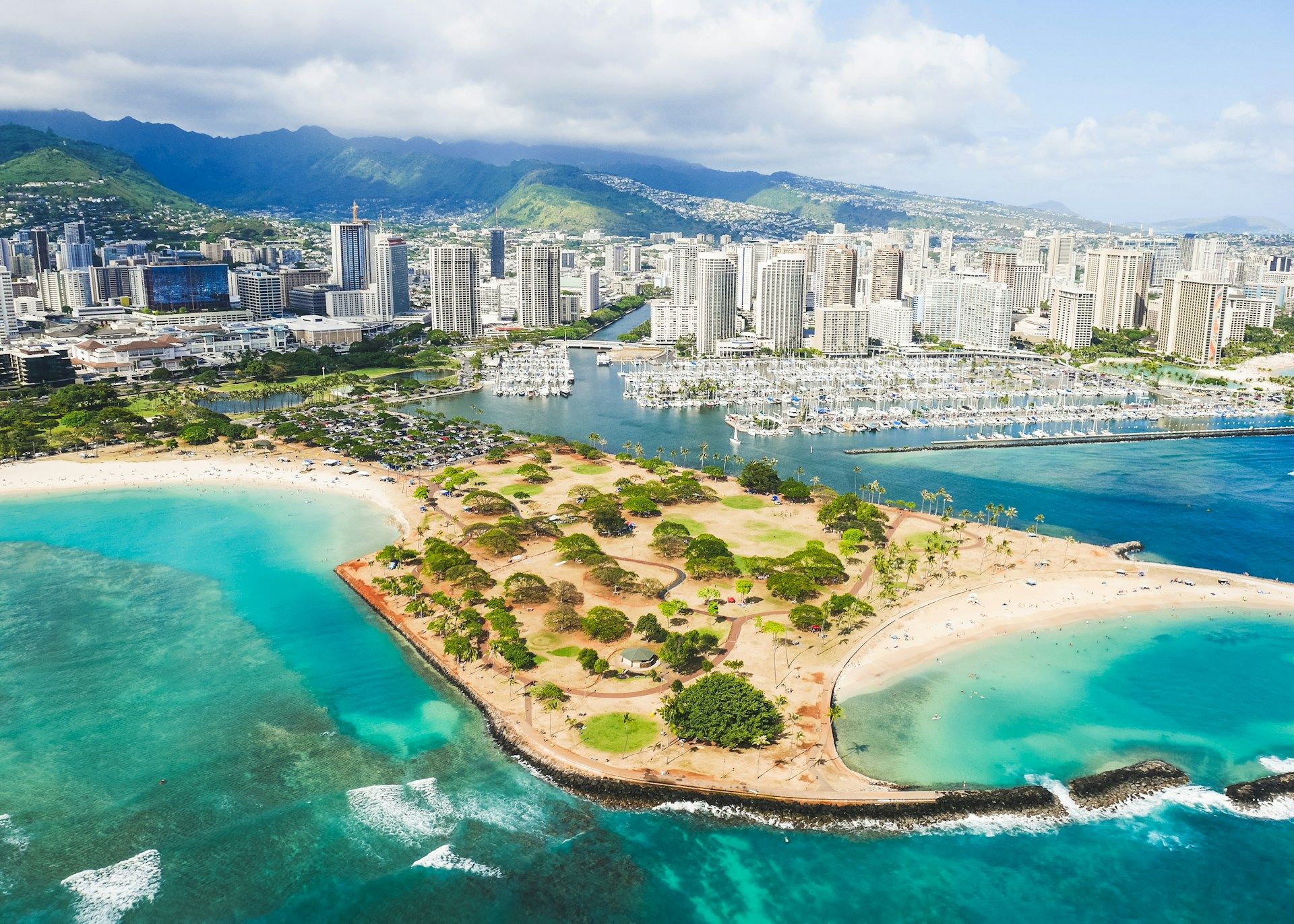 Buildings near water in Honolulu HI