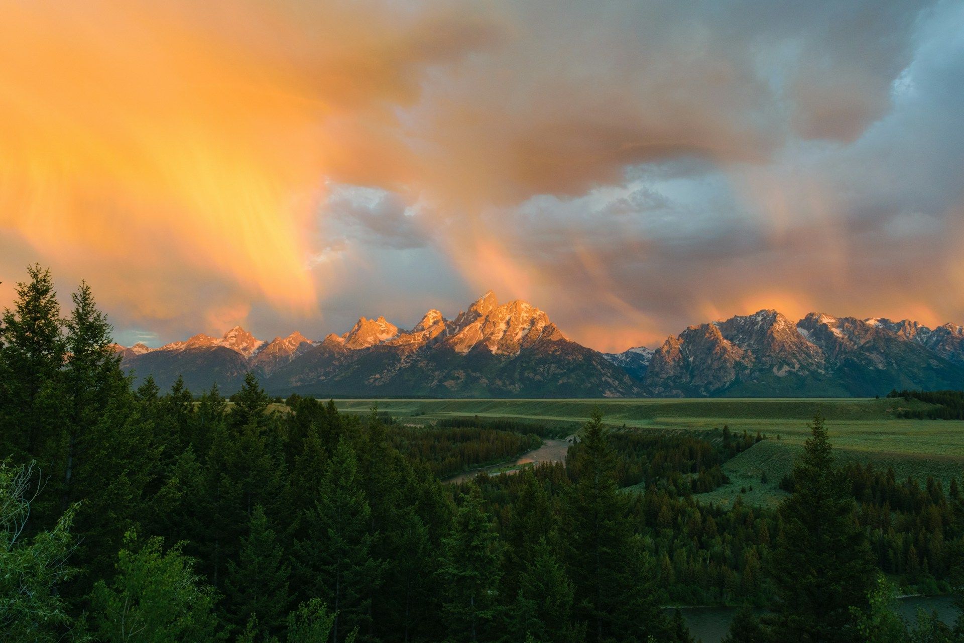 Sunset over Grand Tetons Jackson WY