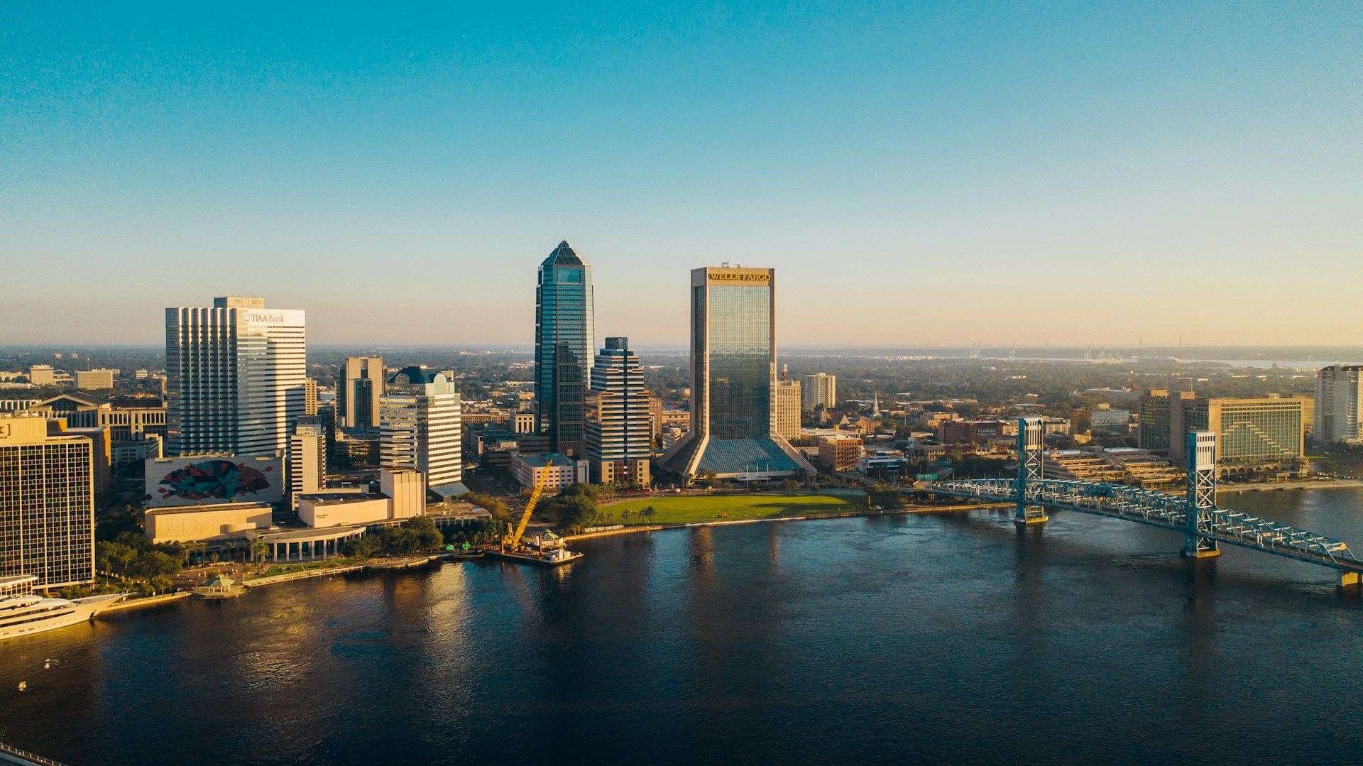 Jacksonville skyline under blue sky