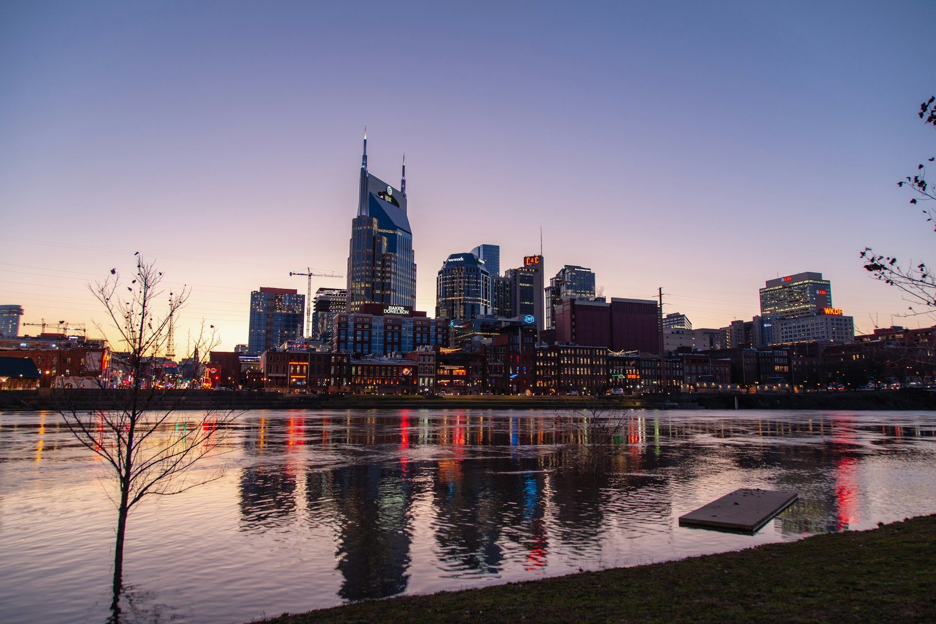 Nashville skyline with water in front