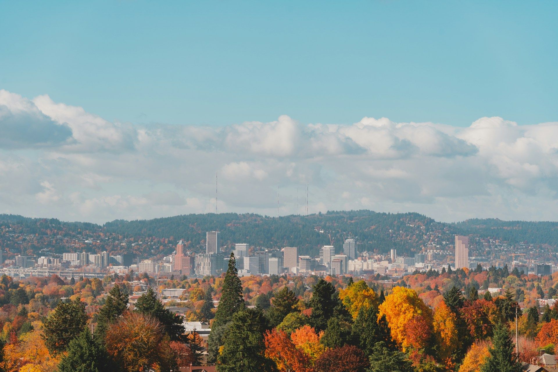 Aerial view of Portland OR landscape
