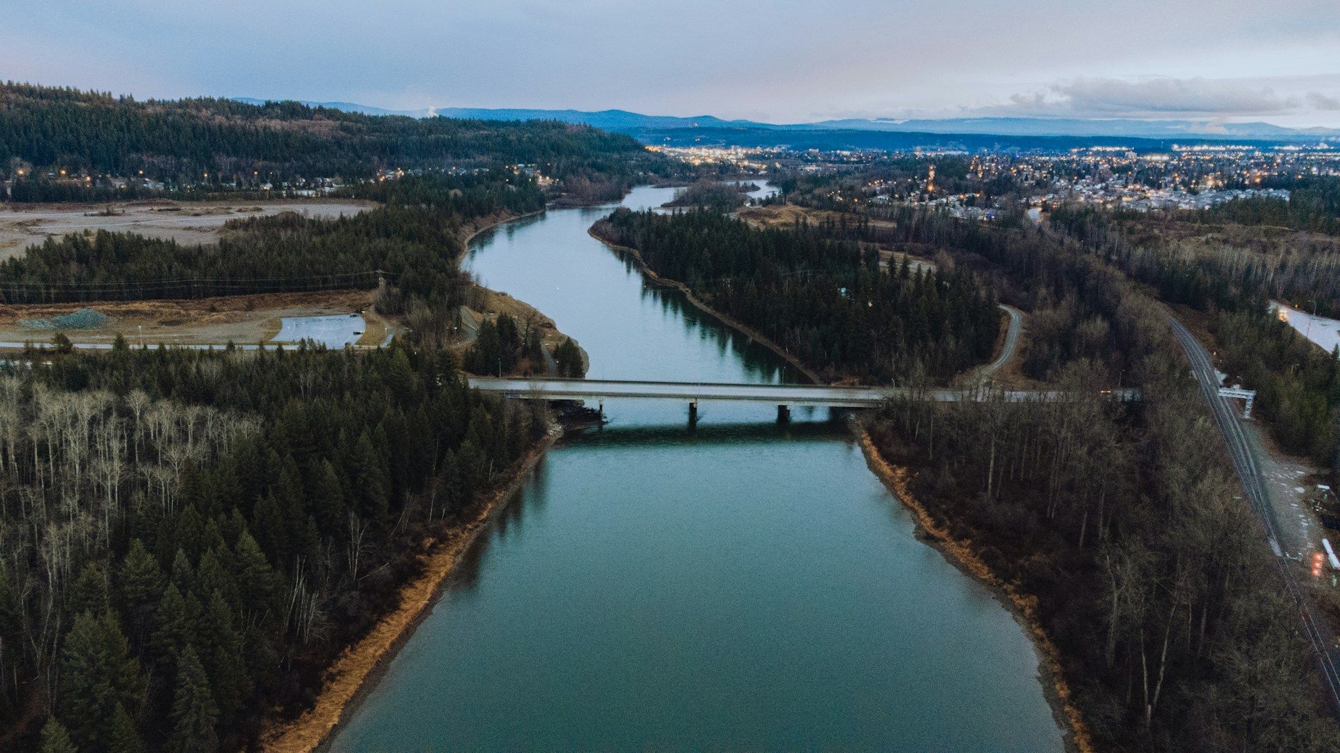 Aerial view of bridge in Prince George