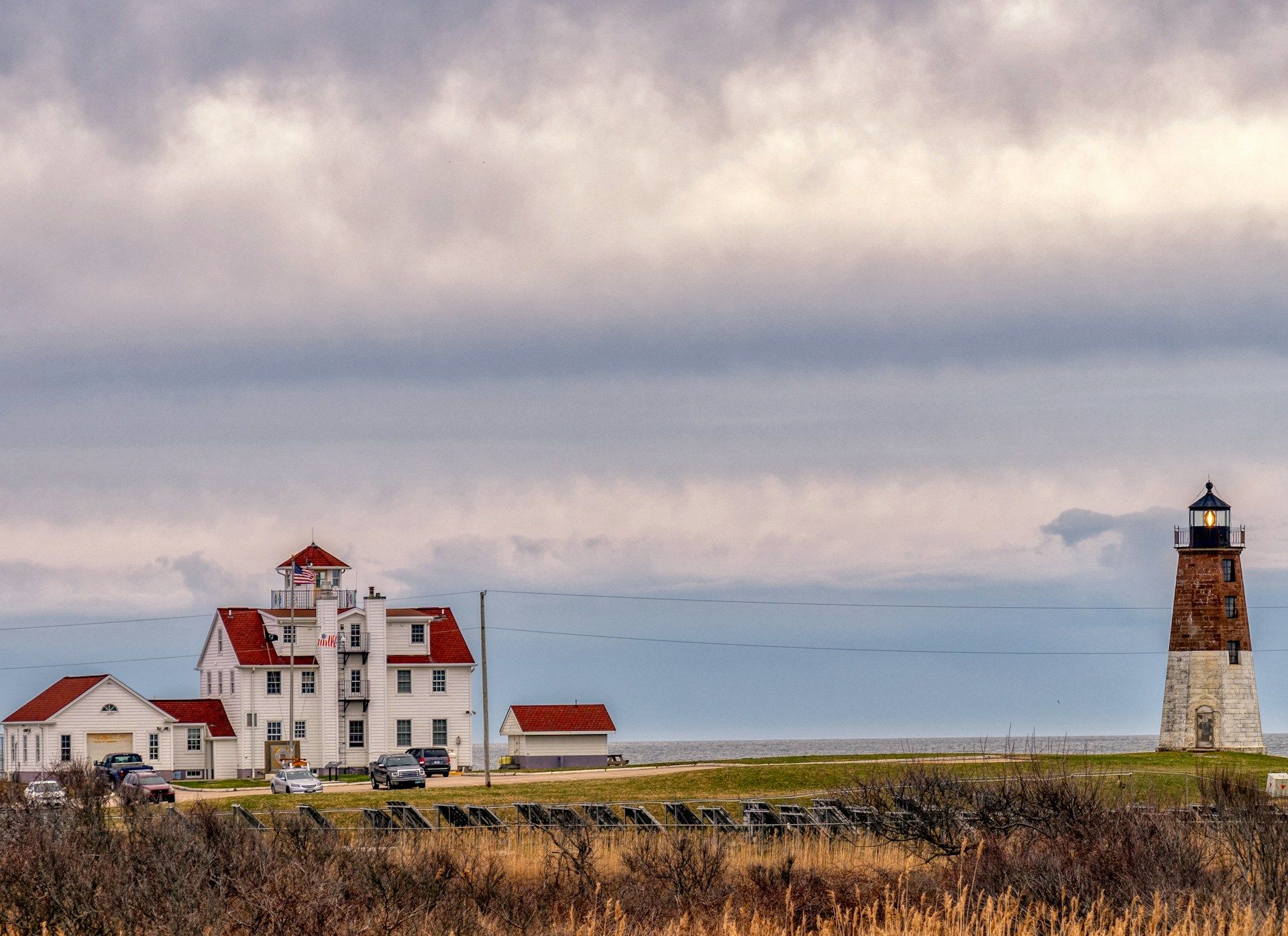 White and red house in Rhode Island