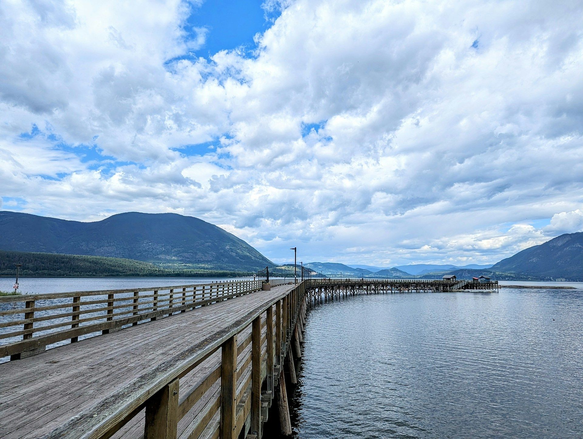 Long wooden pier in Salmon Arm BC