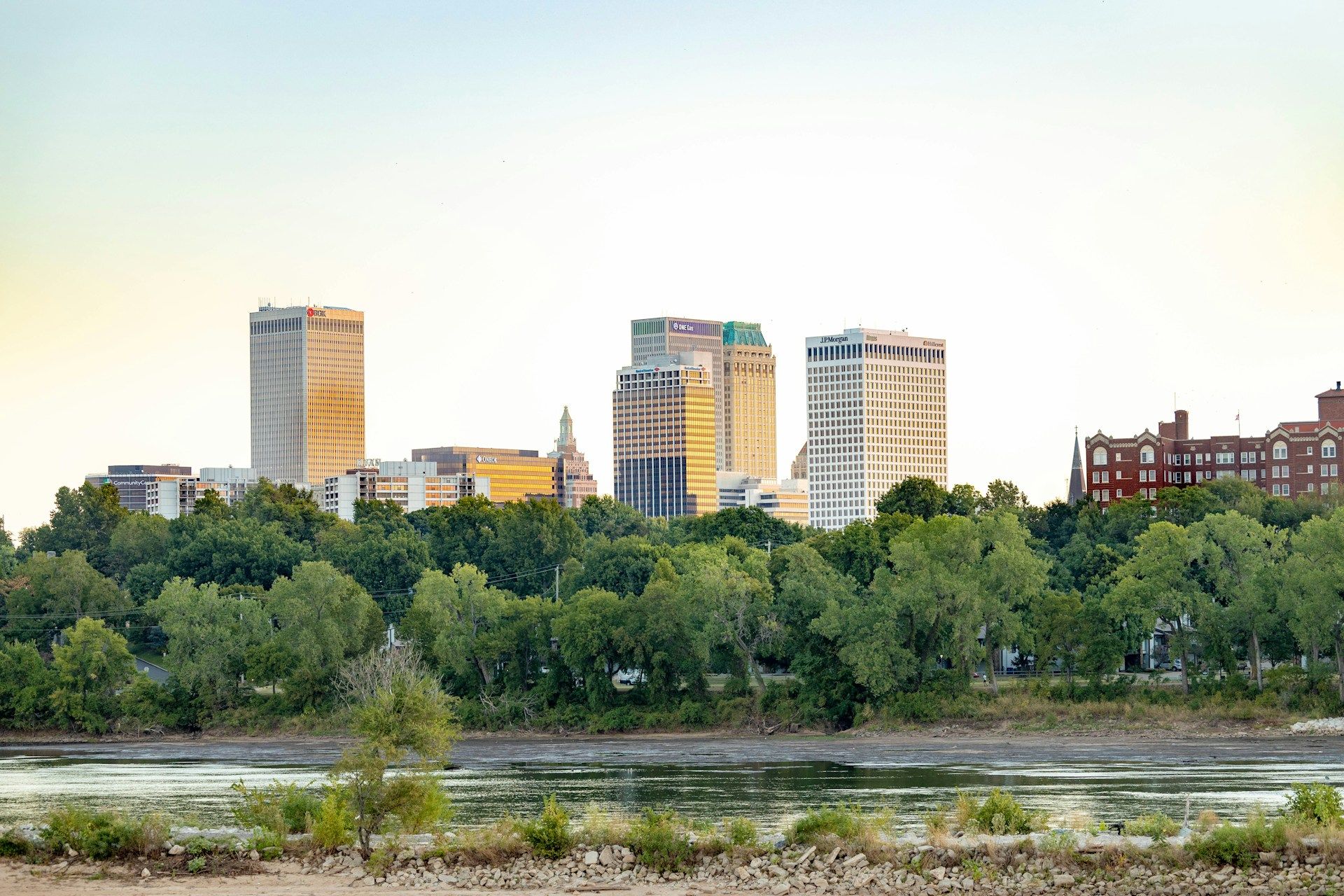 View of Tulsa from across river