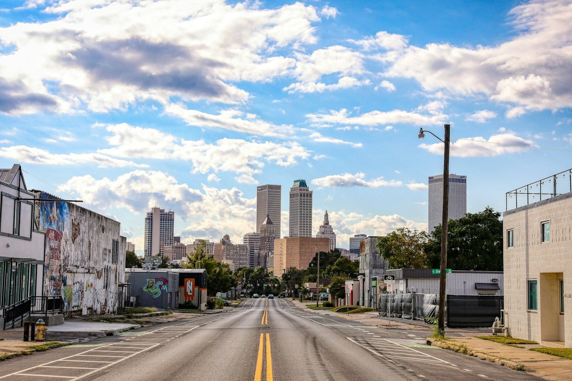 Empty street in Tulsa Oklahoma