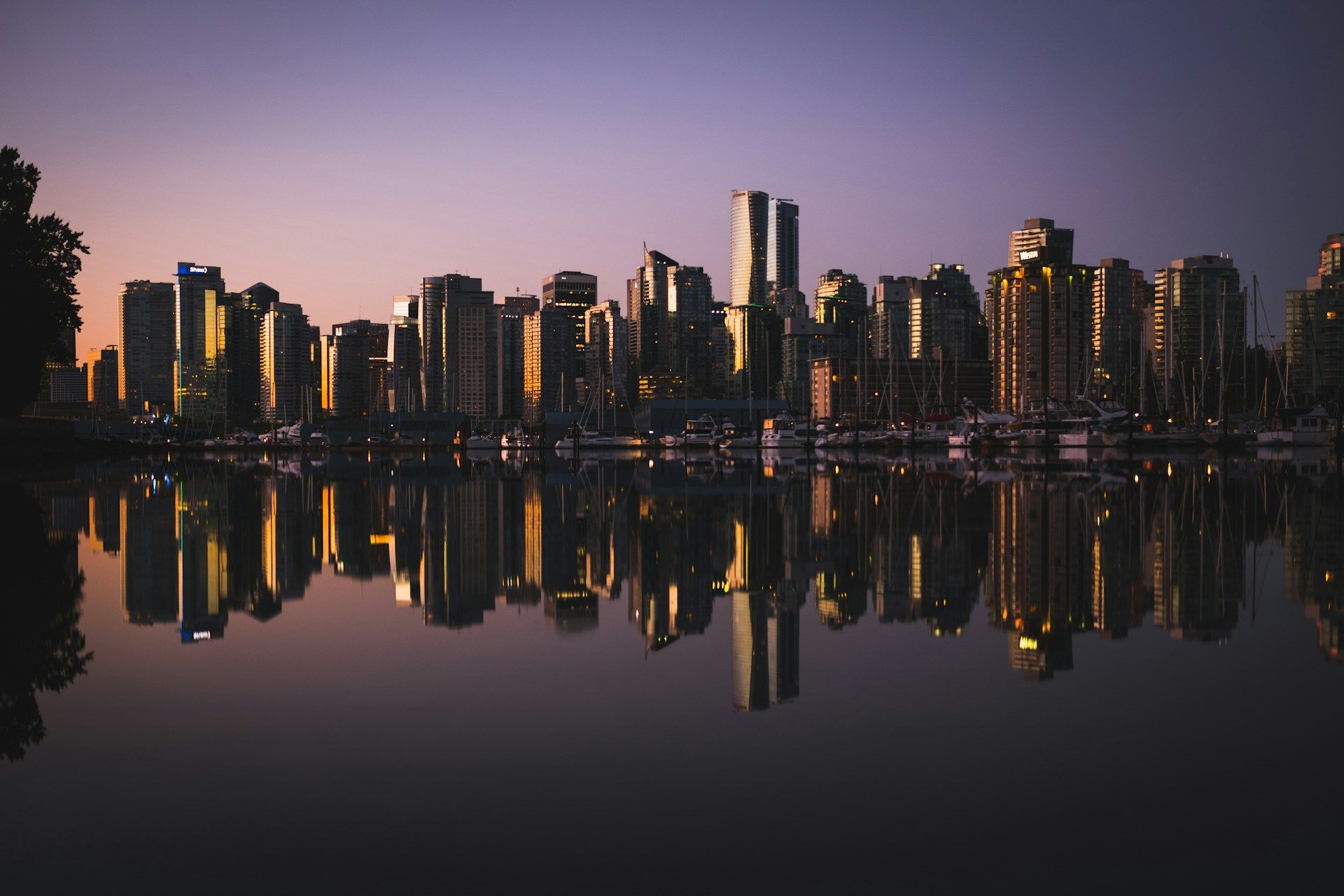 Vancouver BC city skyline near water
