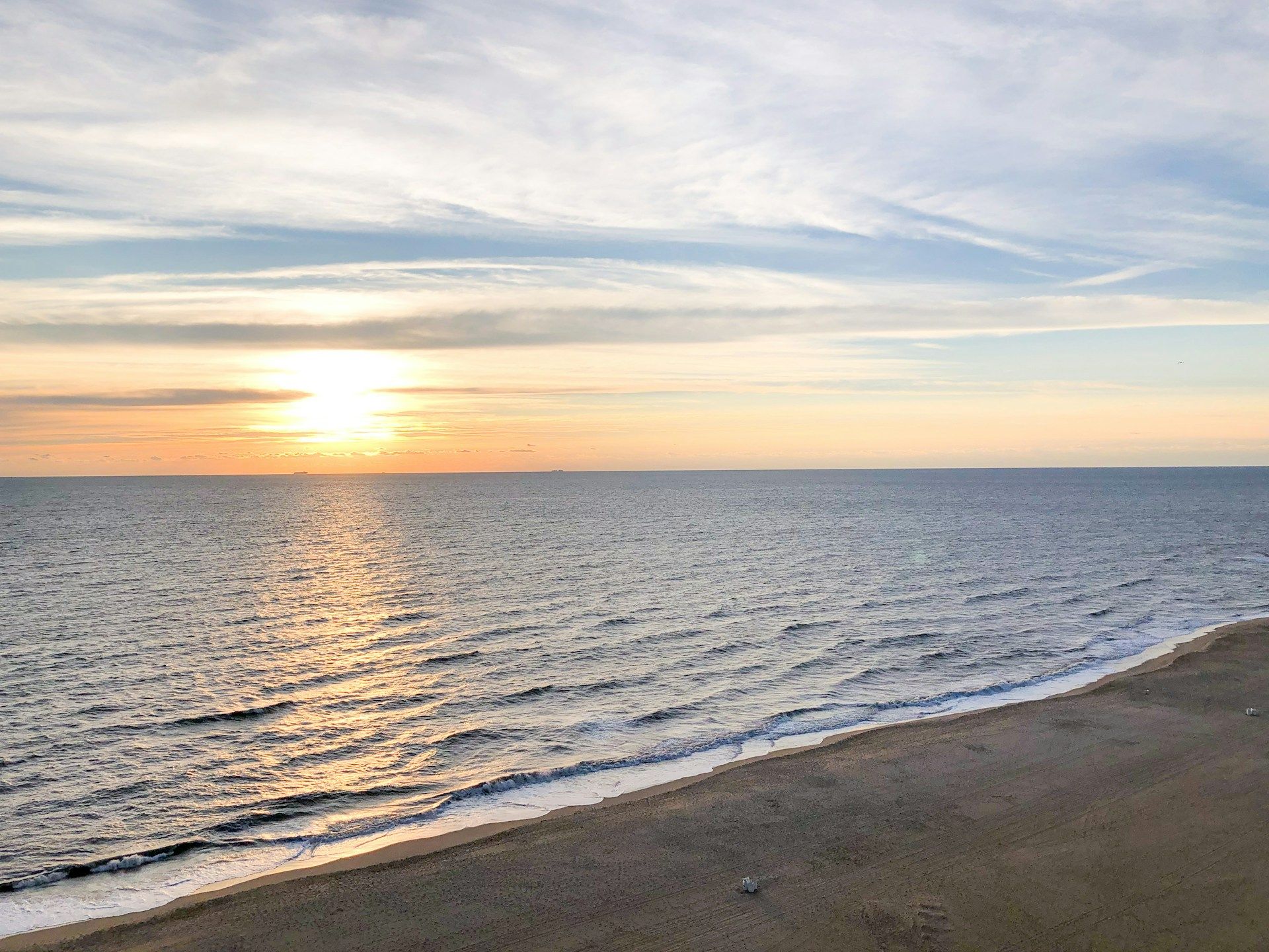 Sea waves at Virginia Beach sunset