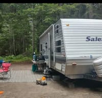 Nikki's cozy, kid friendly, pet friendly trailer.