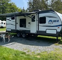 Modern family friendly travel trailer.