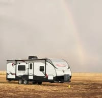 Cozy cabin feel in a travel trailer