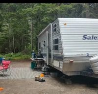Nikki's cozy, kid friendly, pet friendly trailer.