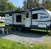 Modern family friendly travel trailer.