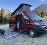 Red Van Winnebago Solis PX - Off-Grid, Lithium, Heater, Sleeps 4