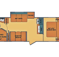 2018 25RSO Slide-out. dbl/dbl bunks & Queen bed