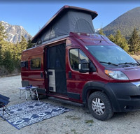 Red Van Winnebago Solis PX - Off-Grid, Lithium, Heater, Sleeps 4