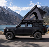 Matte Black Bronco w/ Hard Shell Rooftop Tent & Camping Gear.