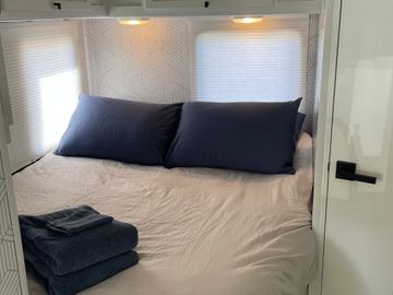 2008 Winnebago 24Ft. Updated interior with soft bedding and towels.