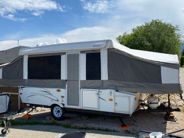 Spacious tent trailer for rent.