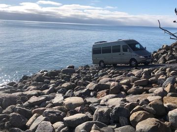 High roof, extended Sprinter,  with one way travel option.