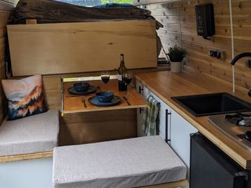 Stand 6ft+ Inside Save Money on Fuel: Diesel Engine Cozy Cabin on Wheels!