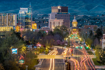 Gray blue and black buildings in Boise