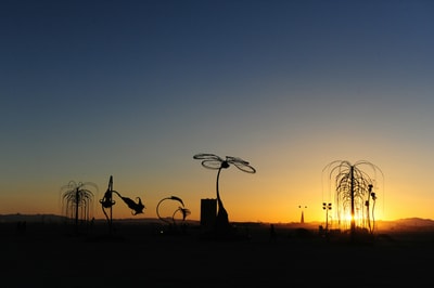 Silhouette at Burning Man NV sunset