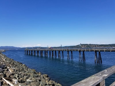 Long wooden pier in Campbell River BC