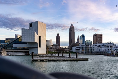 Cleveland Ohio city skyline reflection