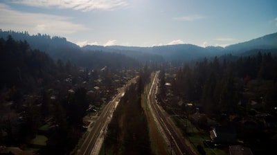 Aerial view of road in Eugene OR