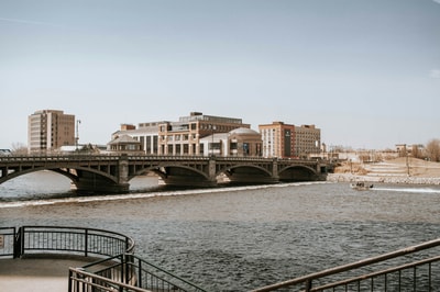 White and brown bridge in Grand Rapids