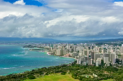 Aerial view of Honolulu buildings