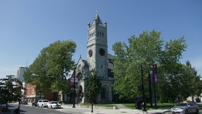 Gray concrete cathedral in Kingston ON