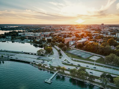 City next to water in Madison WI