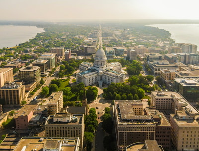 Aerial view of the capital building Washington DC