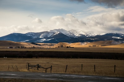 Brown field in Montana mountains