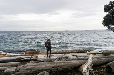 Person on beach in Nanaimo BC