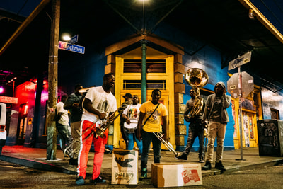 People with instruments in New Orleans