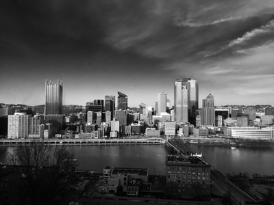 Sunrise over Pittsburgh cityscape