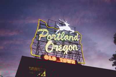 Portland Oregon neon signage at night