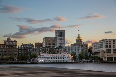 White and brown boat in Savannah GA